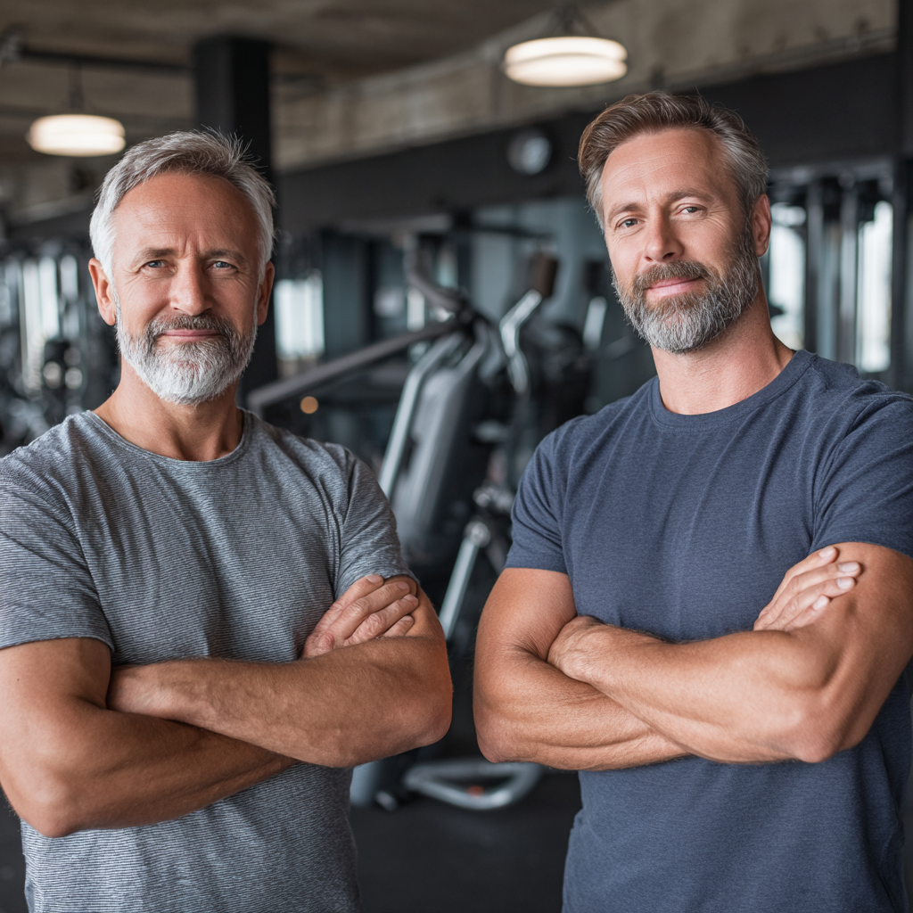 Confident middle-aged man after successful transformation journey